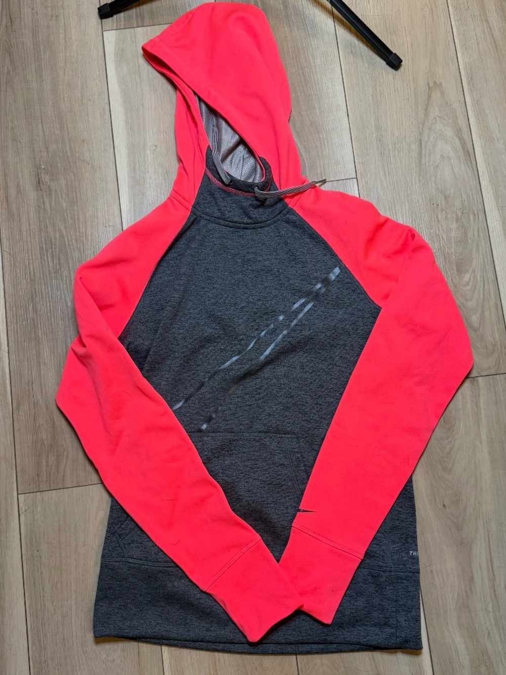 Nike Dri-Fit Neon Pink & Gray Hoodie Small Athletic Sweatshirt